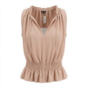 Theory 100% Silk Dezzie Pale Rose Sleeveless Blouse Size S Minimalist Luxury